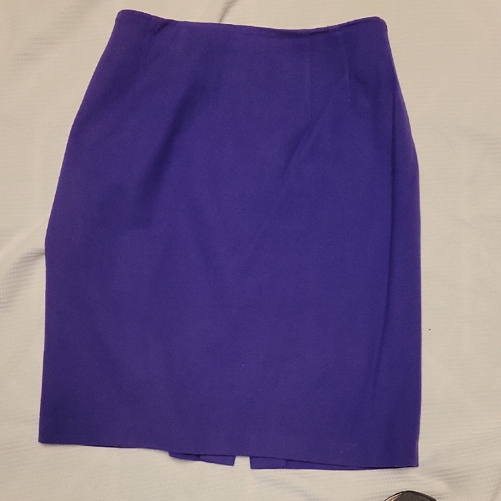 Carole Little Vibrant Purple Wool,  Lined Straight Skirt